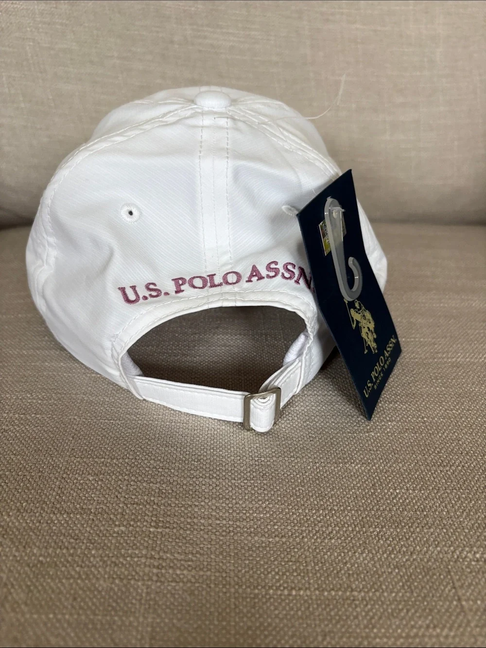 NWT U.S. Polo Assn. White Baseball Cap with Pink Embroidered Logo